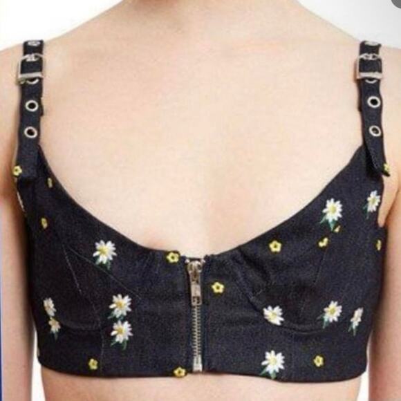 Miaou Dylan Bra embroidered Daisy opening zip front Opening Ceremonies M medium - Picture 15 of 16